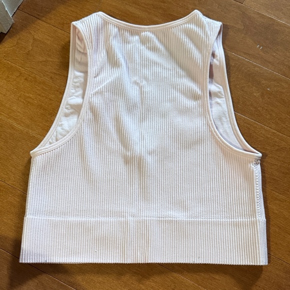 Garage Ribbed V-Neck Cream Tank Top - Picture 2 of 3